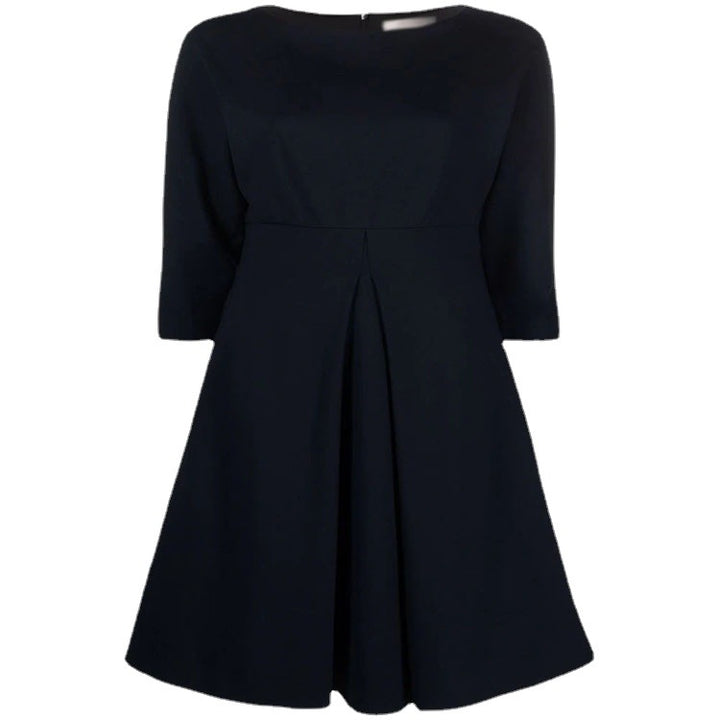 Damen Kleid mit 3/4-Ärmeln, Boot-Ausschnitt und tailliertem Faltenrock Drune
