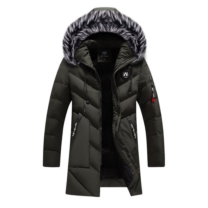 Herren Langer gesteppter Winterparka mit Teddyfutter und Kapuze Drune