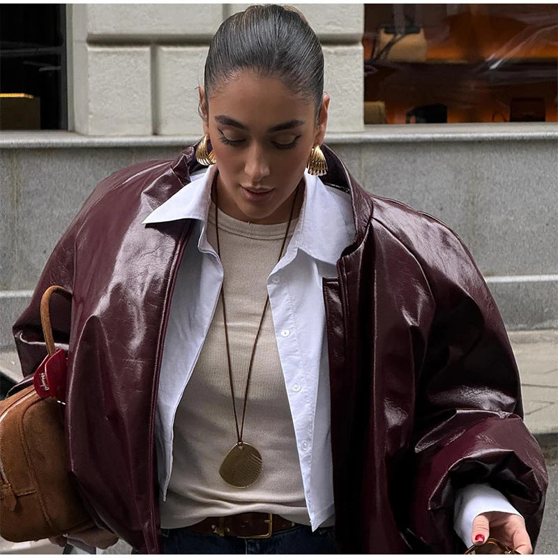 Damen Oversized Lederjacke Drune