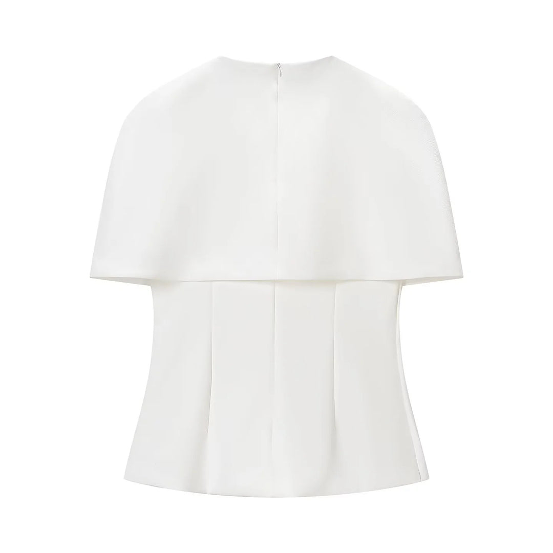 Damen nan ärmelloses Cape-Top mit tailliertem Peplum und strukturierter Crepe-Qualität Drune