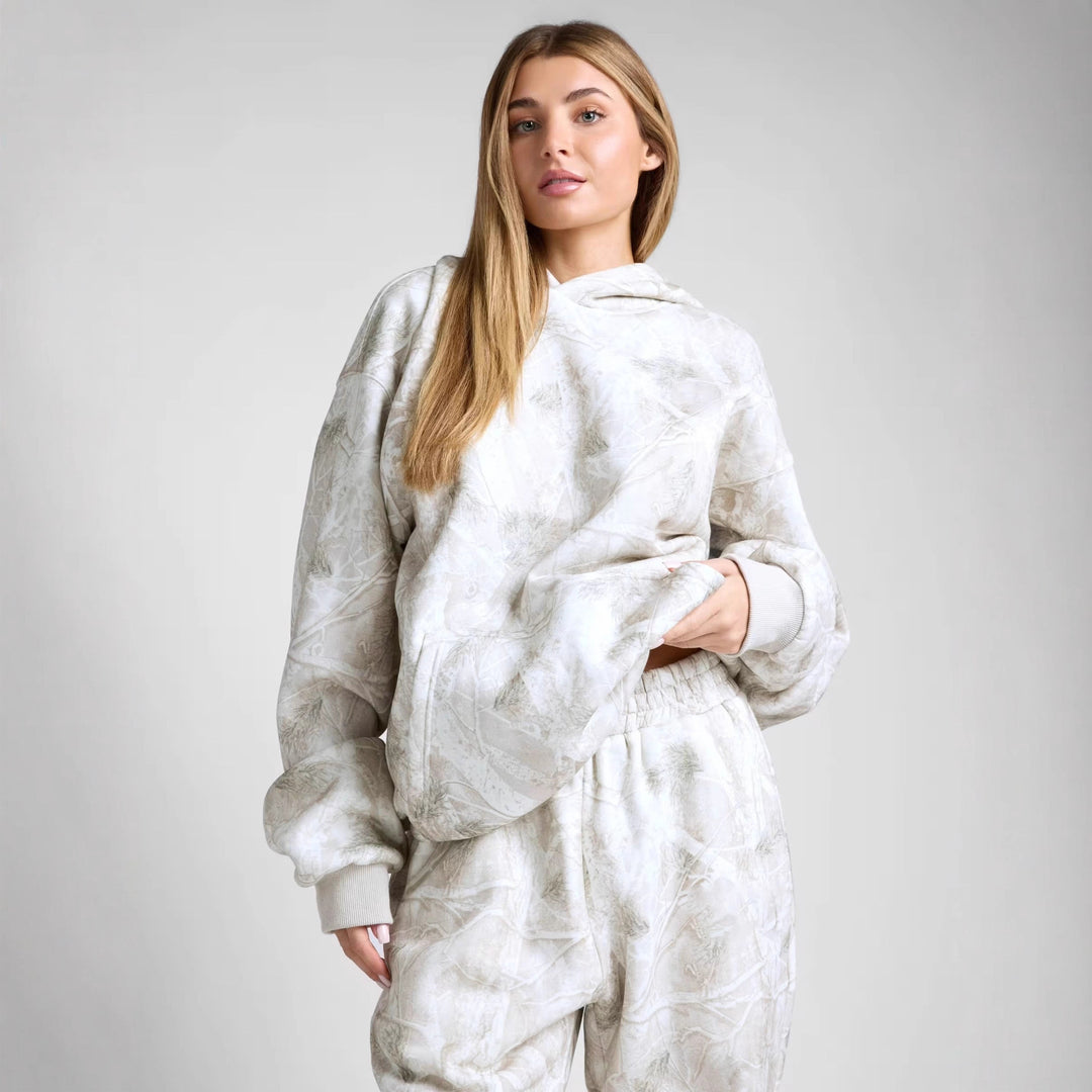 Damen Oversized Kapuzenpullover im Camouflage-Design Drune