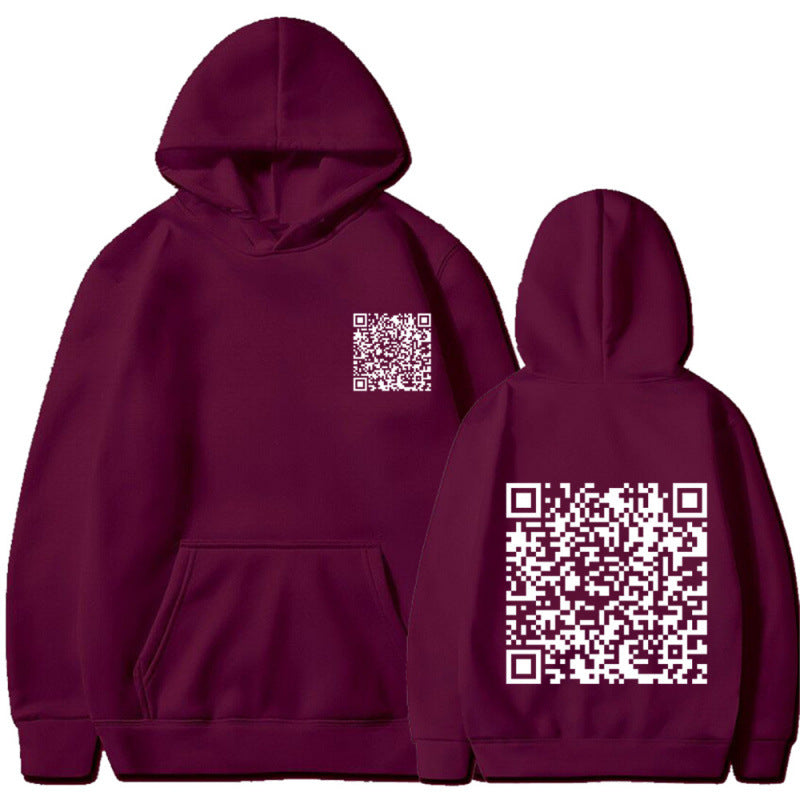 Damen Sportlicher Kapuzenpullover mit QR-Code Drune