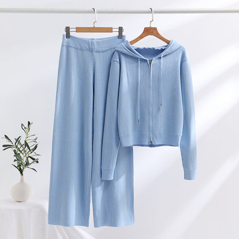 Damen modisches Loungewear-Set mit hohem Kragen und Reißverschluss Drune