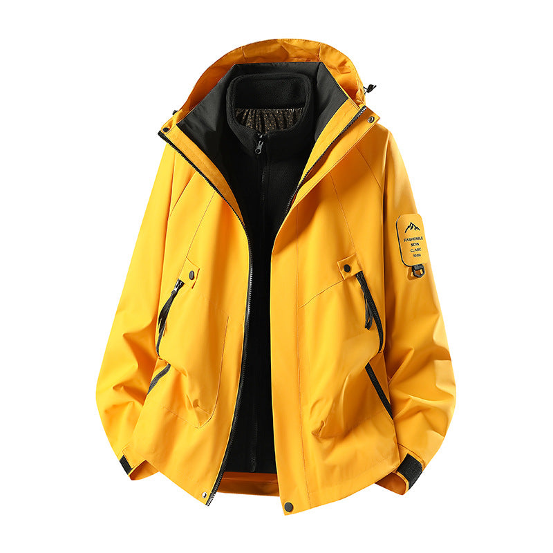 Herren Zwei-in-eins Wetterschutzjacke mit abnehmbarer Steppweste und verstellbarer Kapuze Drune
