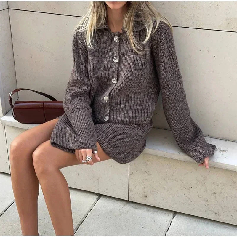 Damen Strickpullover und Rock Ensemble Drune