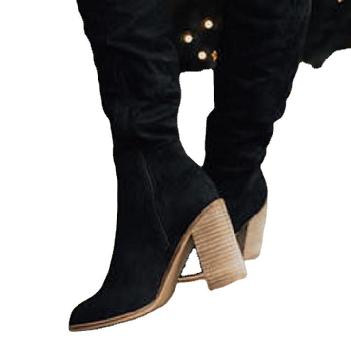 Damen Kniehohe Slouch‑Stiefel mit mittlerem Blockabsatz und seitlichem Reißverschluss Drune