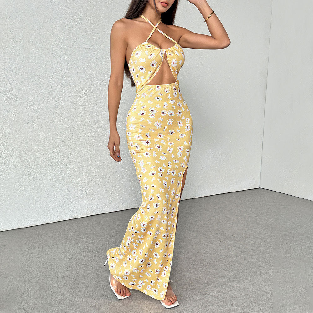 Damen Sommerliches Minikleid mit floralem Cut-Out-Detail und schmalem Bund Drune