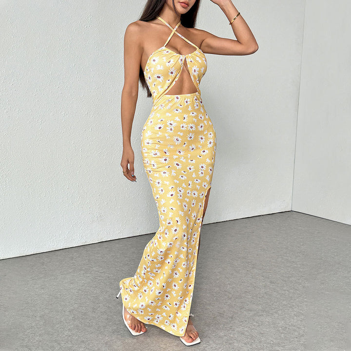 Damen Sommerliches Minikleid mit floralem Cut-Out-Detail und schmalem Bund Drune