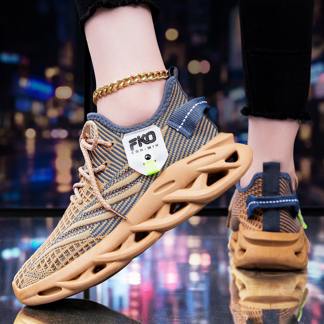 Herren nan leichter Strick-Sneaker mit nahtlosem Sockenschaft, atmungsaktivem Mesh-Obermaterial und innovativer hohlgeformter EVA-Dämpfung Drune
