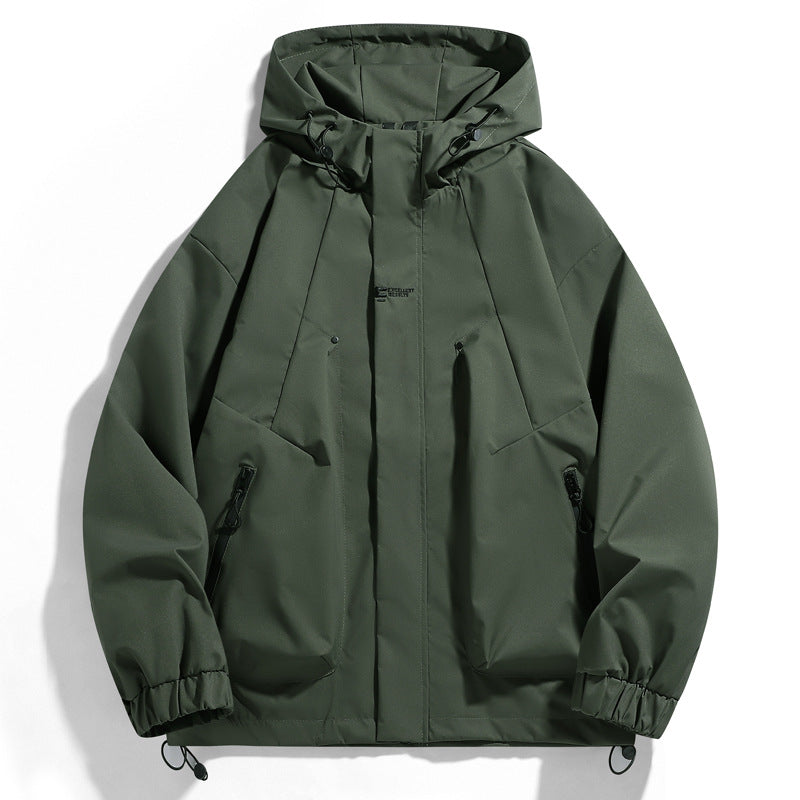 Herren wind- und wasserabweisende Kapuzenblouson mit ergonomischen Nähten, verstellbarem Saum und sicheren Reißverschlusstaschen Drune