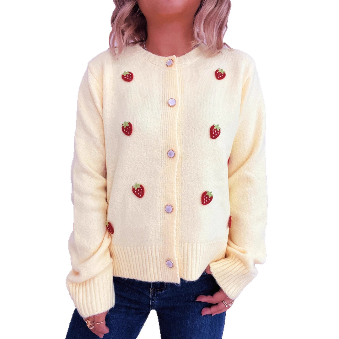 Damen Strickjacke mit fröhlichem Erdbeerdesign Drune