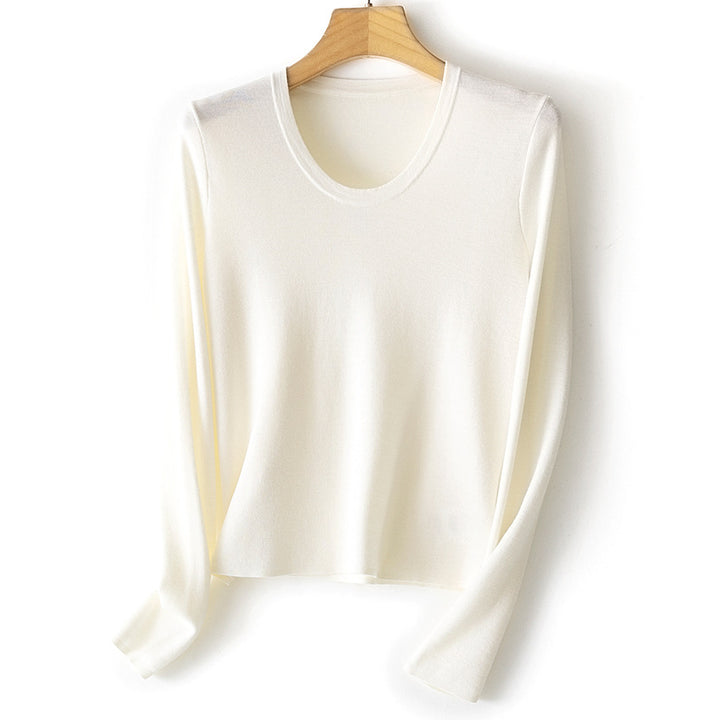 Damen Feinstrick-Langarmshirt mit Rundhalsausschnitt und leichter A-Linie Drune