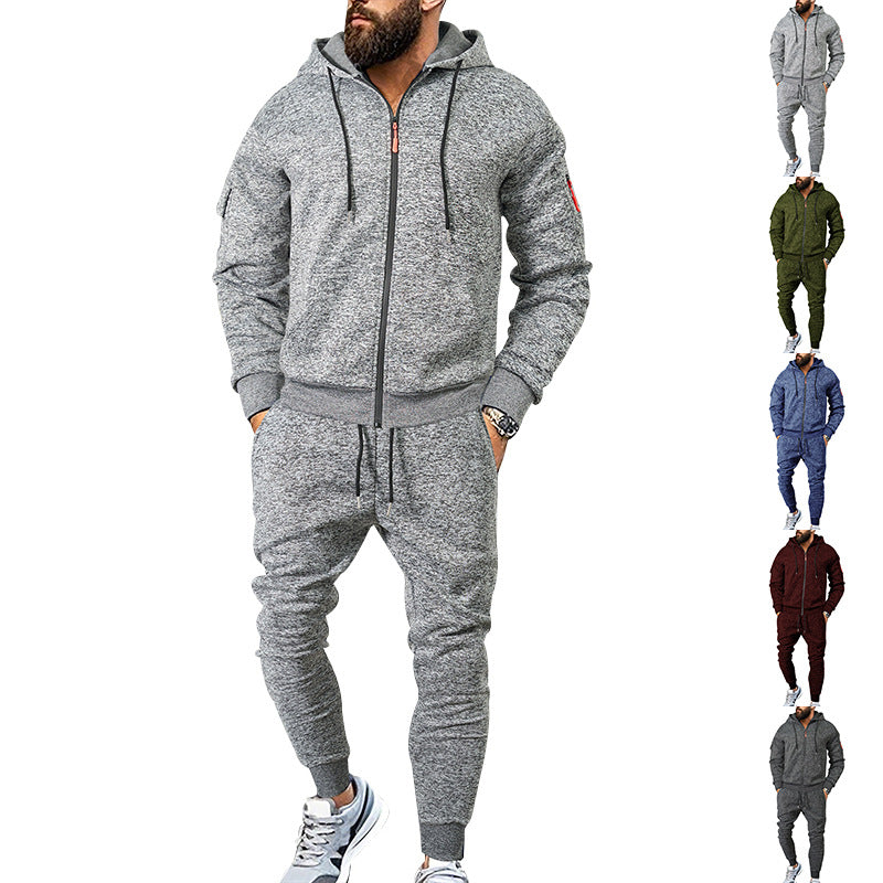 Herren stylischer Freizeitanzug mit Kapuze und praktischen Taschen Drune