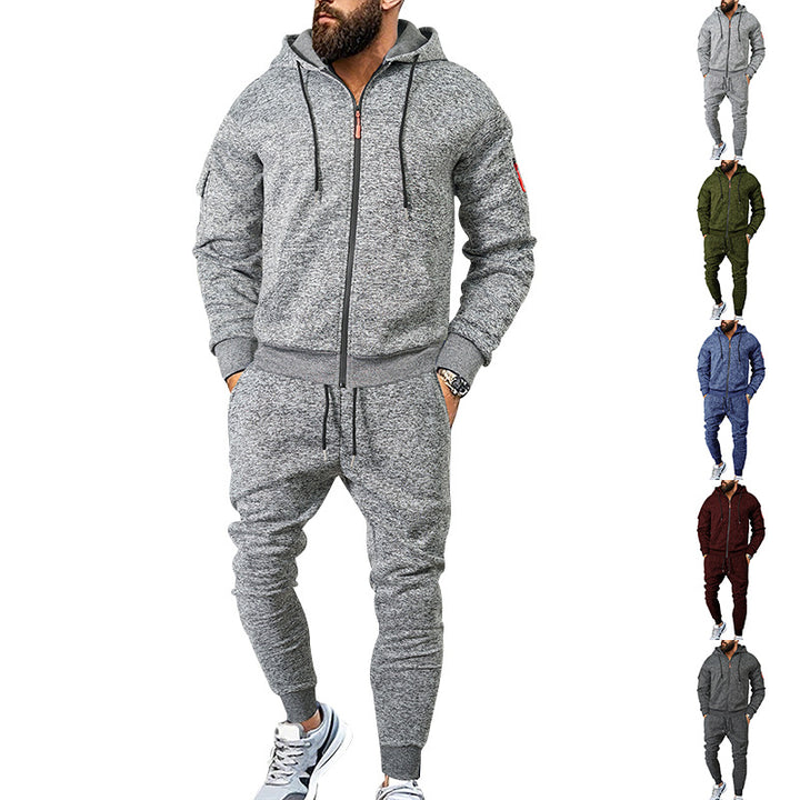 Herren stylischer Freizeitanzug mit Kapuze und praktischen Taschen Drune