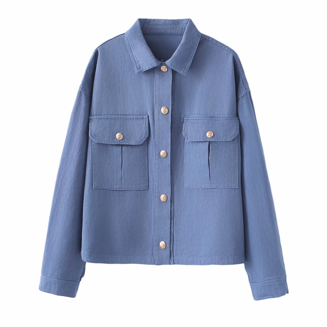 Damen Oversize-Utility-Jacke aus Twill mit aufgesetzten Brusttaschen Drune