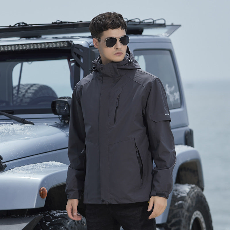 Damen Wasserdichte Outdoorjacke mit Kapuze, atmungsaktiver Membran und Multifunktions‑Reißverschlusstaschen Drune