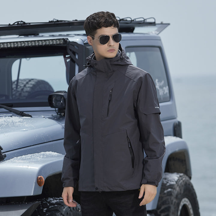Damen Wasserdichte Outdoorjacke mit Kapuze, atmungsaktiver Membran und Multifunktions‑Reißverschlusstaschen Drune