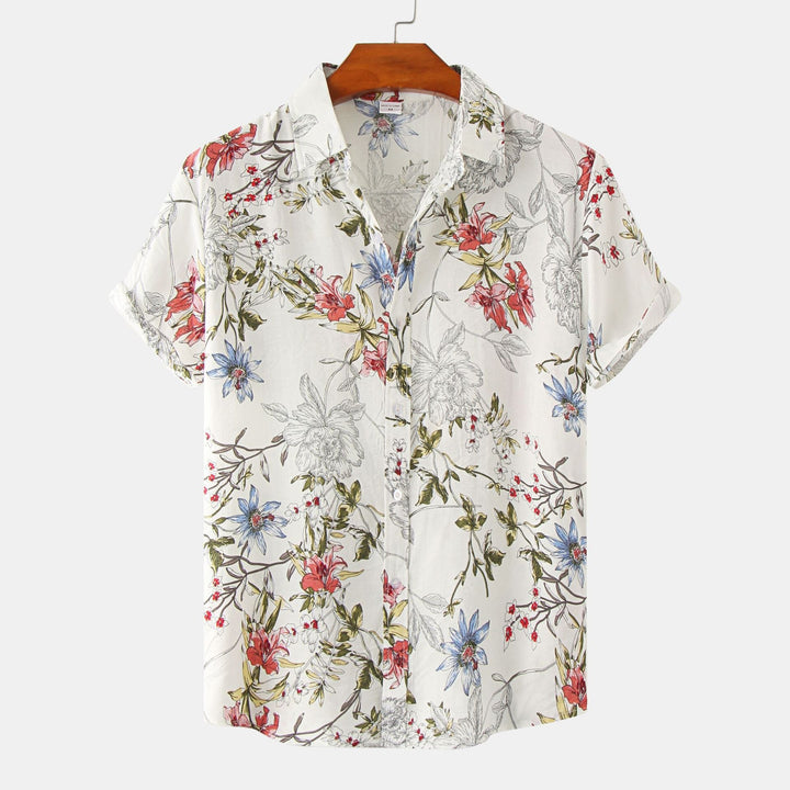 Drune | Floral kurzärmeliges Blumenhemd Männer