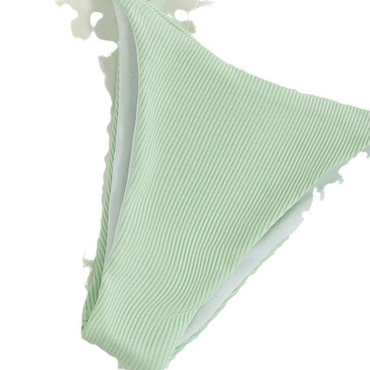 Damen Triangel-Bikini mit feinem Rippstruktur und verspielten Bindebändern Drune