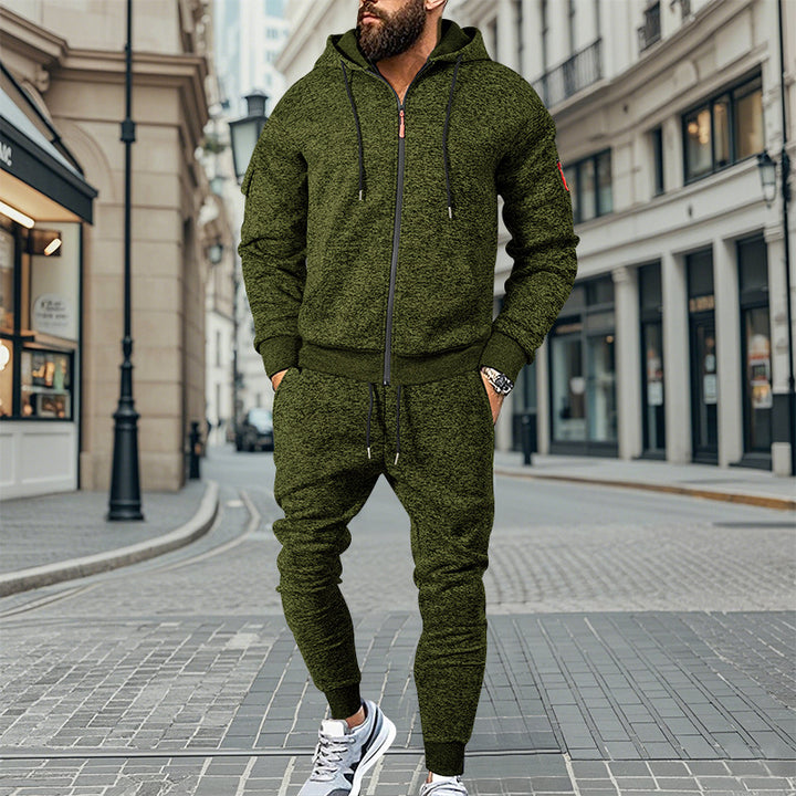 Herren stylischer Freizeitanzug mit Kapuze und praktischen Taschen Drune