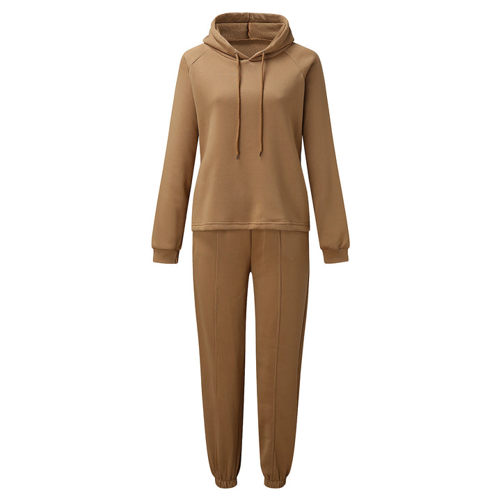 Damen kuscheliges Lounge-Zweiteiler-Set mit oversized Kapuzenpullover, Balloon-Ärmeln und taillierter Jogginghose Drune