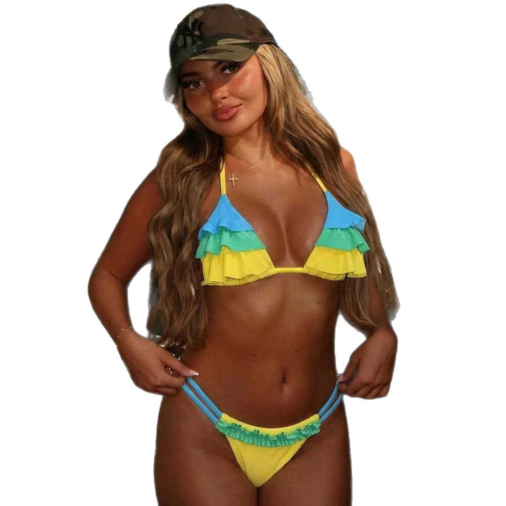 Damen Rüschen Bikini-Set mit verstellbaren Trägern Drune