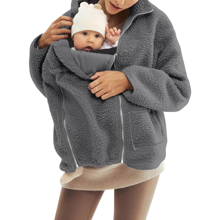Damen nan oversized Teddyfleece Jacke mit Stehkragen und durchgehendem Reißverschluss Drune