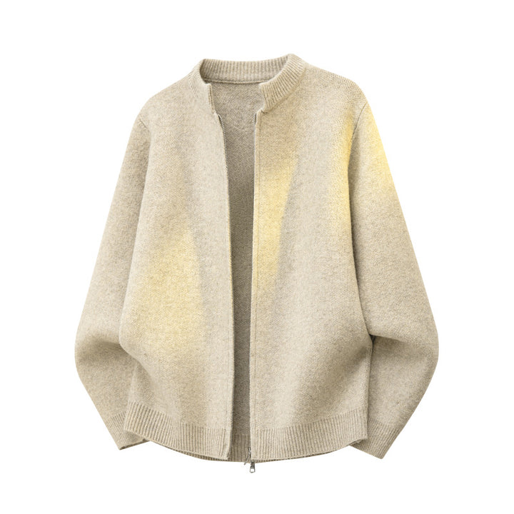 Damen Oversize Polokragen-Strickpullover mit Knopfleiste und geripptem Saum Drune