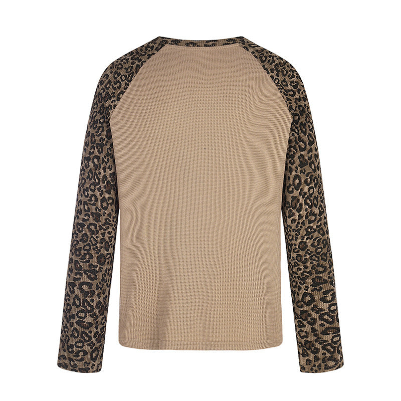 Damen Raglan-Langarmshirt mit Leoprint-Ärmeln und abstraktem Grafikprint Drune
