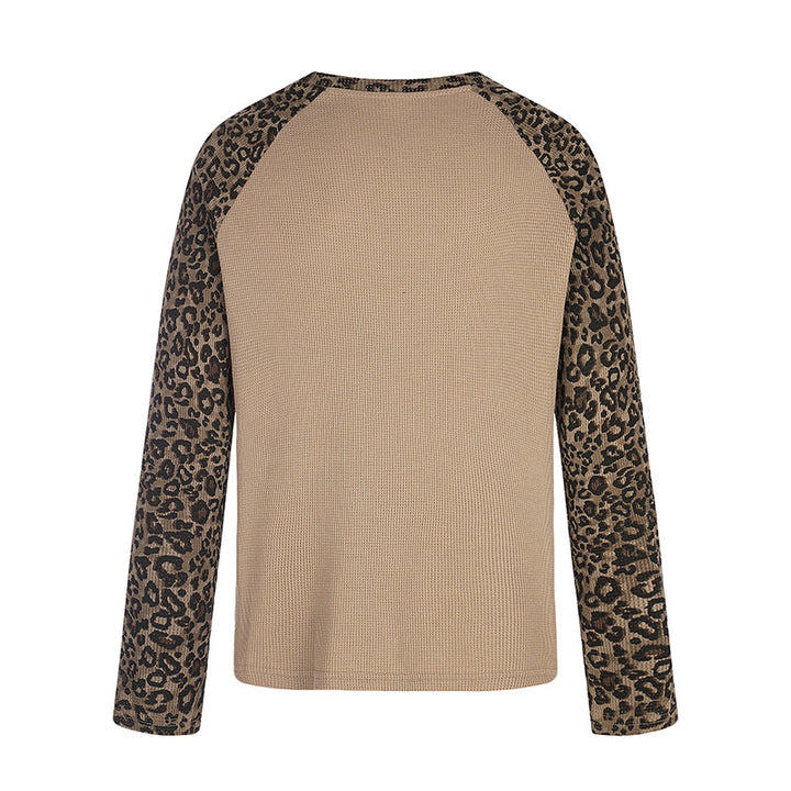 Damen Raglan-Langarmshirt mit Leoprint-Ärmeln und abstraktem Grafikprint Drune