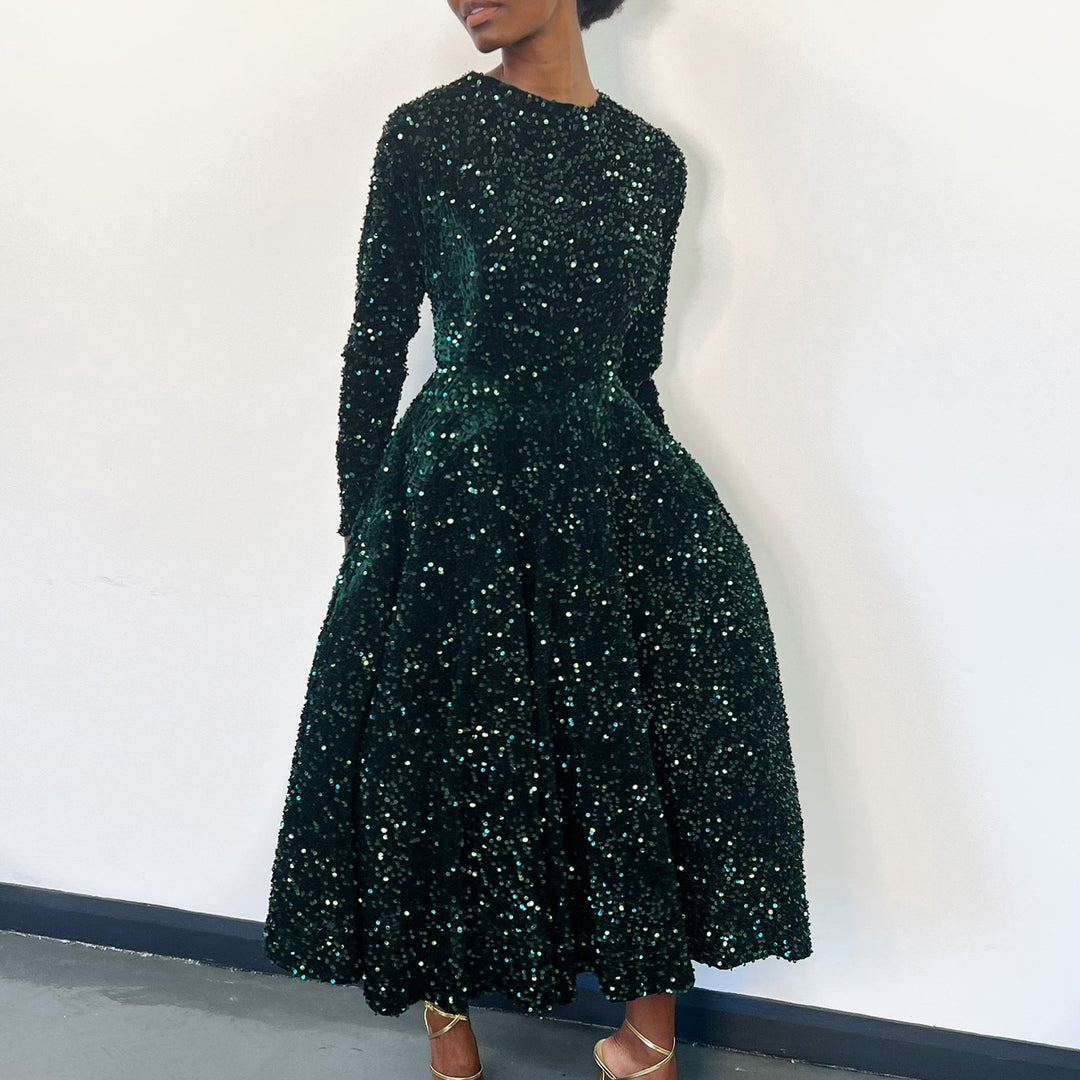 Damen Glitzerndes Abendkleid mit langem Schnitt und elegantem Design Drune