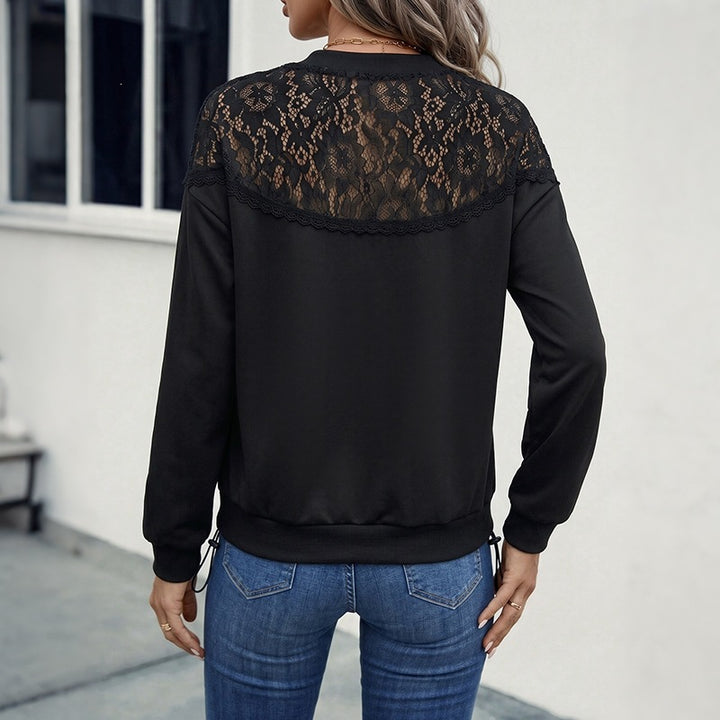 Damen Eleganter Pullover mit Spitzenbesatz Drune