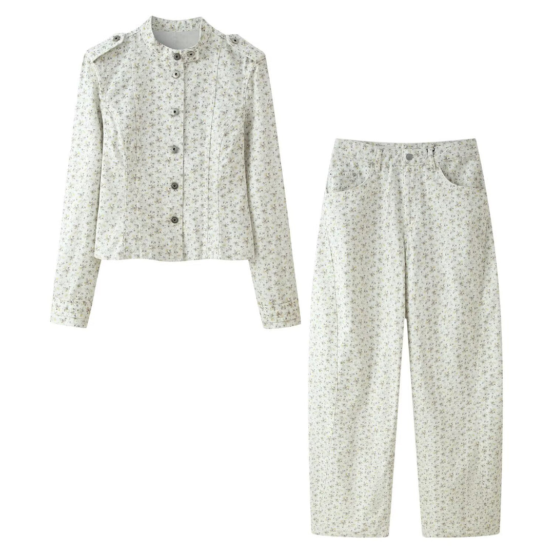Damen Hochtaillierte weite Cropped‑Hose mit floralem Alloverprint Drune