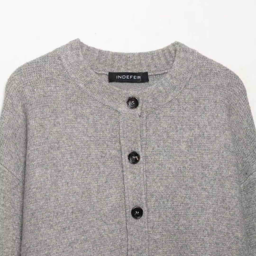 Damen lässiger Strickcardigan mit Knopfdetails Drune