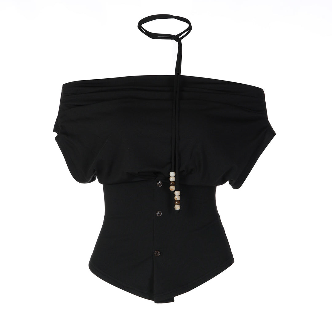 Damen Off-Shoulder Blusenshirt mit dekorativem Kordelzug Drune