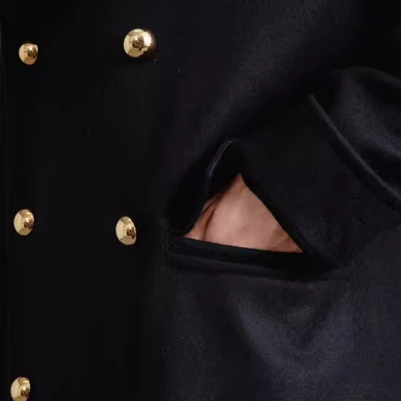 Herren Eleganter Doppelreihiger Wollmantel mit weitem Revers Drune