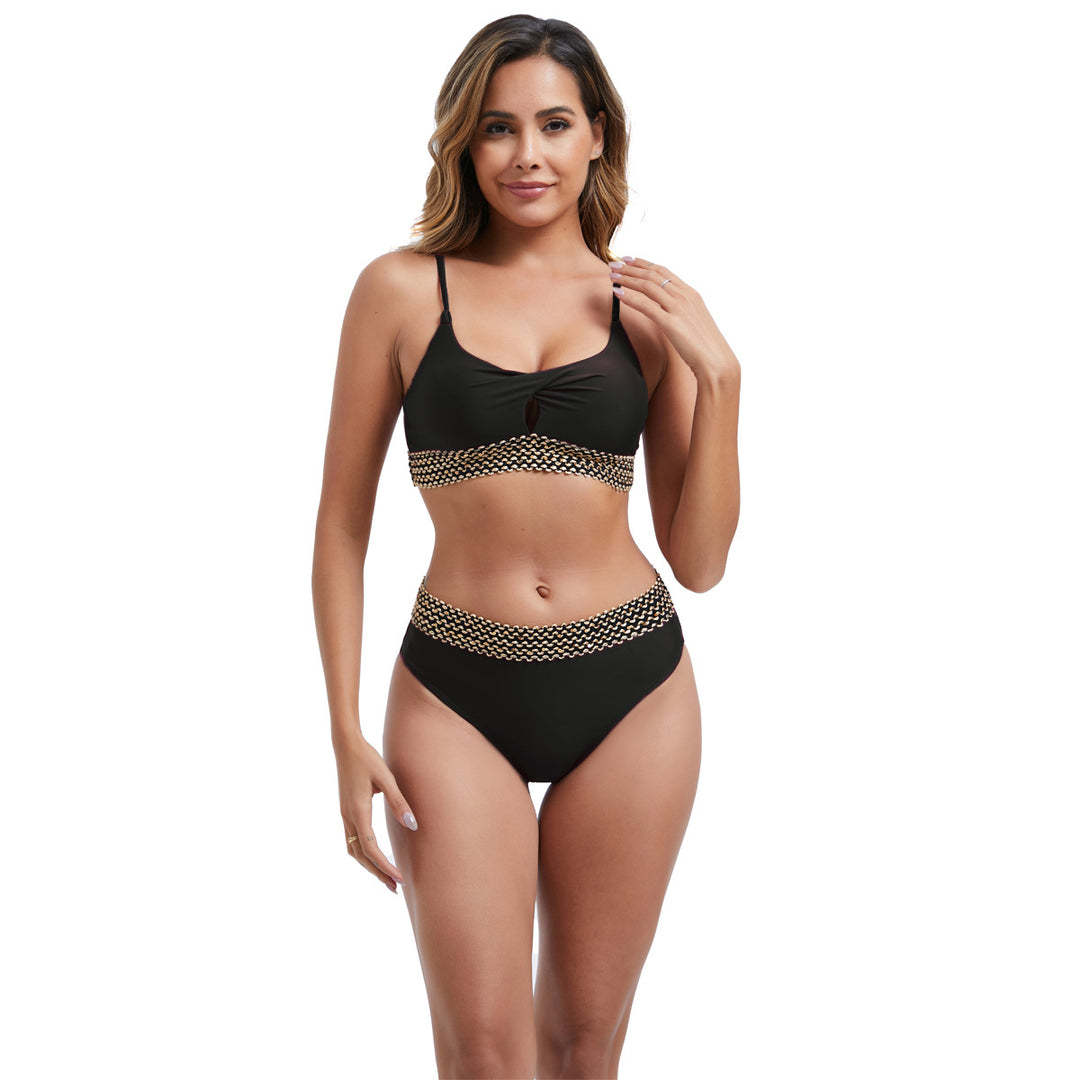 Damen Hochtailliertes Bikini-Set mit modischen Akzentdetails Drune