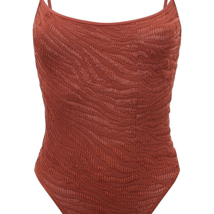 Damen Einteiliger Badeanzug mit strukturiertem Zebra-Muster Drune