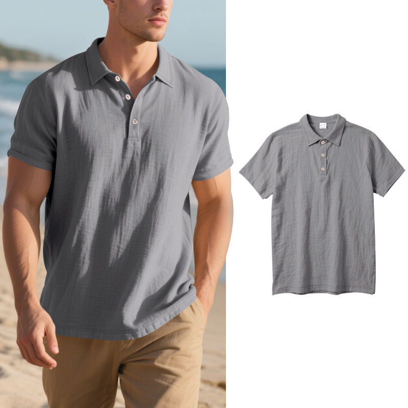 Herren Kurzarm Poloshirt mit luftiger Baumwollstruktur und klassischem Kragen Drune