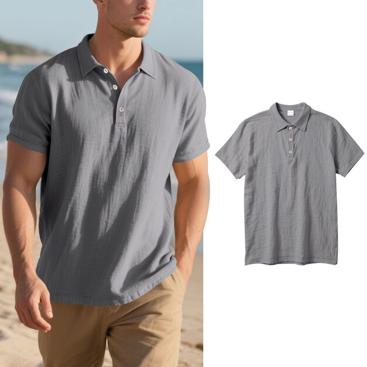 Herren Kurzarm Poloshirt mit luftiger Baumwollstruktur und klassischem Kragen Drune
