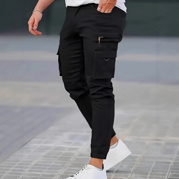 Herren Tapered Cargo-Jogginghose mit Reißverschluss- und Klappentaschen Drune