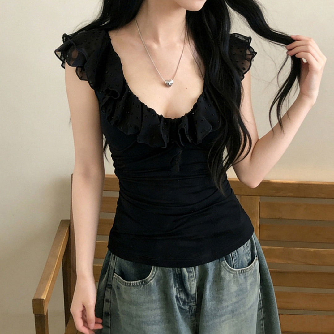 Damen Elegantes Oberteil mit Rüschendesign Drune