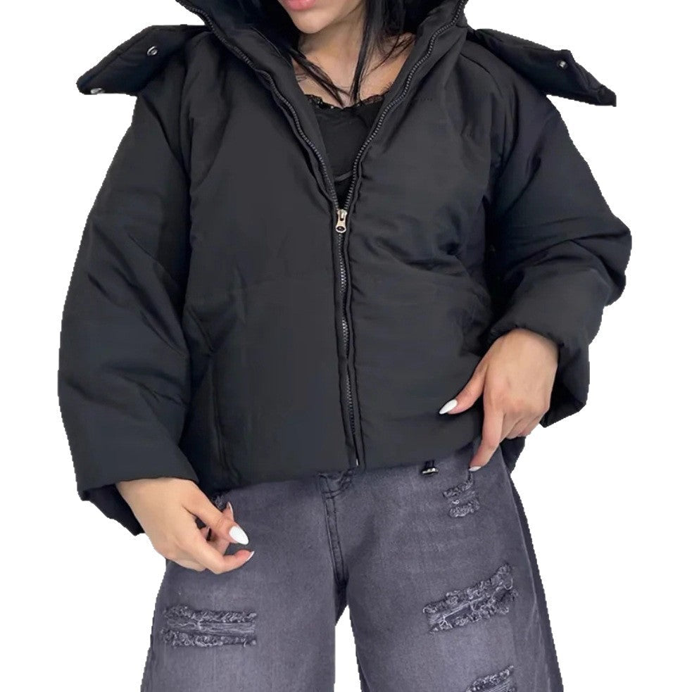 Steppjacke Damen modisch mit abnehmbarer Kapuze und Taschen