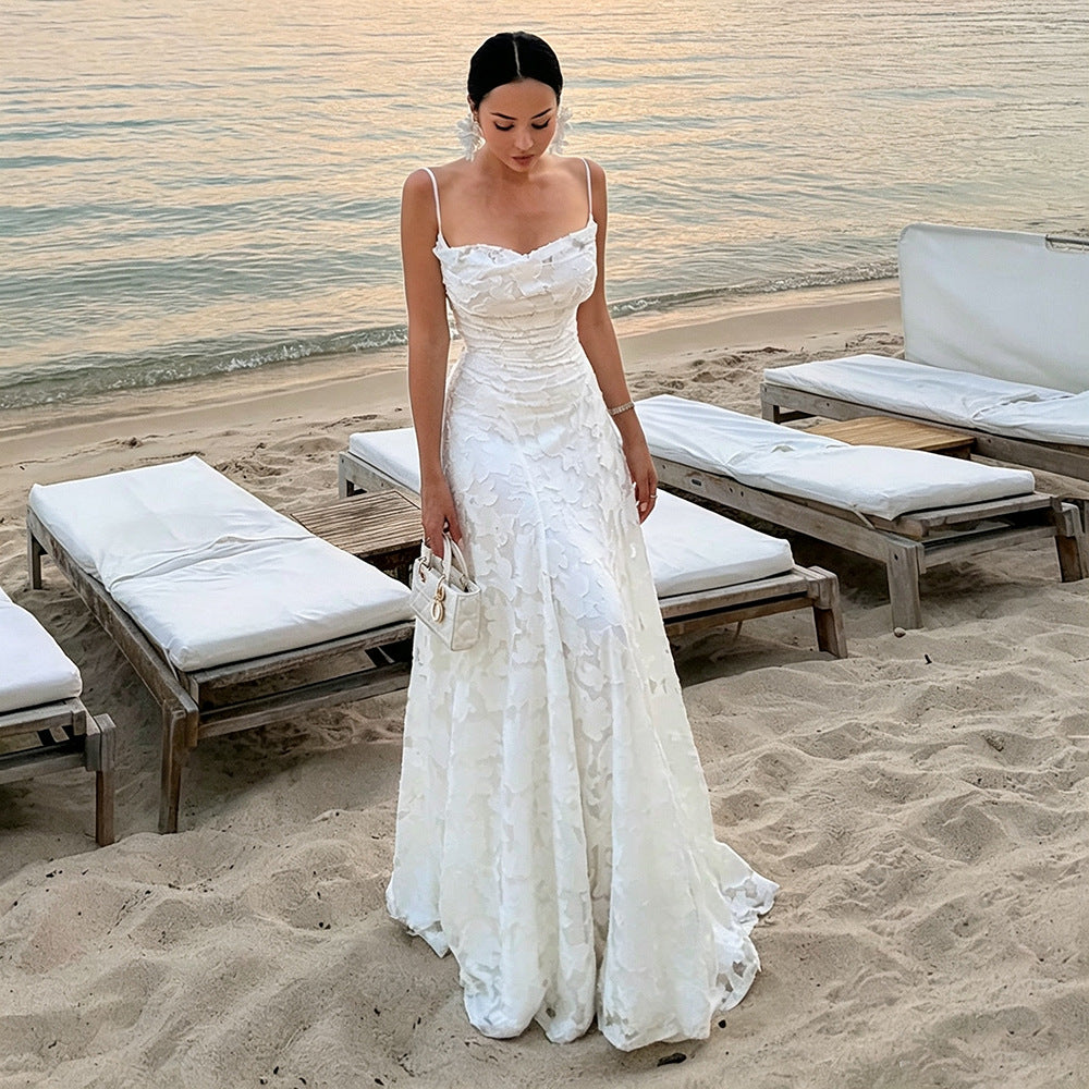 Damen elegantes Abendkleid mit Wasserfallausschnitt