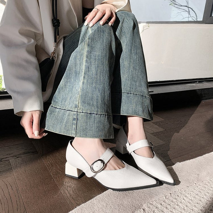 Damen Elegante Mary Jane Schuhe mit modischem Blockabsatz und verstellbarem Riemen Drune