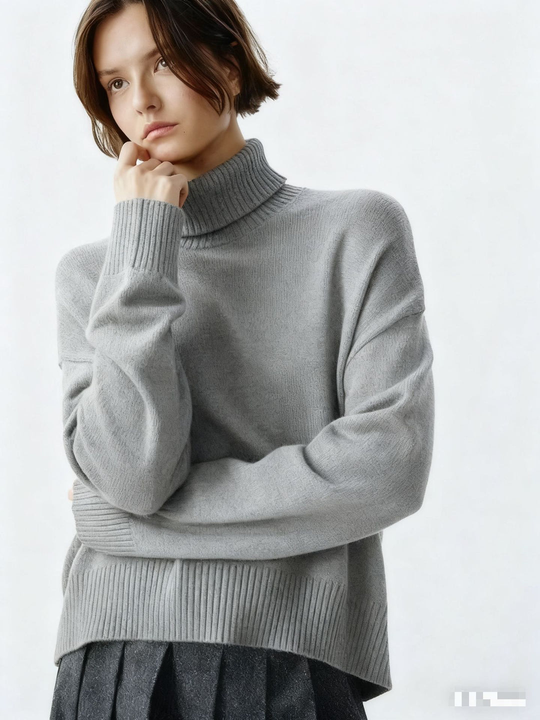 Damen Gemütlicher Rollkragenpullover mit oversized Schnitt und feiner Rippstruktur Drune