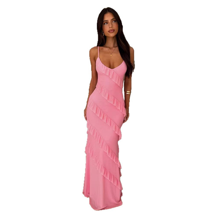 Damen Maxikleid mit Rüschendesign und schmeichelndem Schnitt Drune