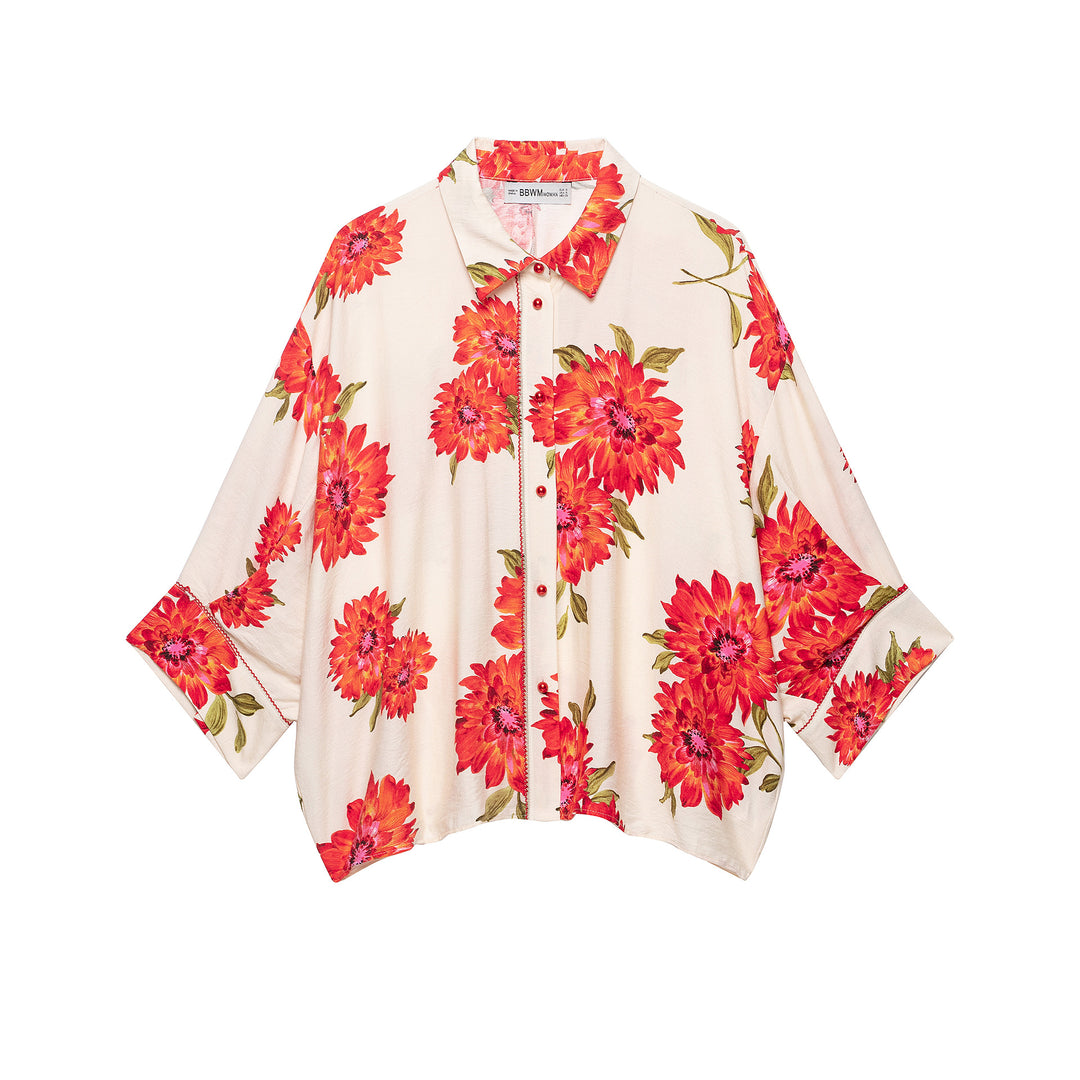 Damen Kimono-Blusenjacke mit übergroßem Schnitt und Blumenprint Drune