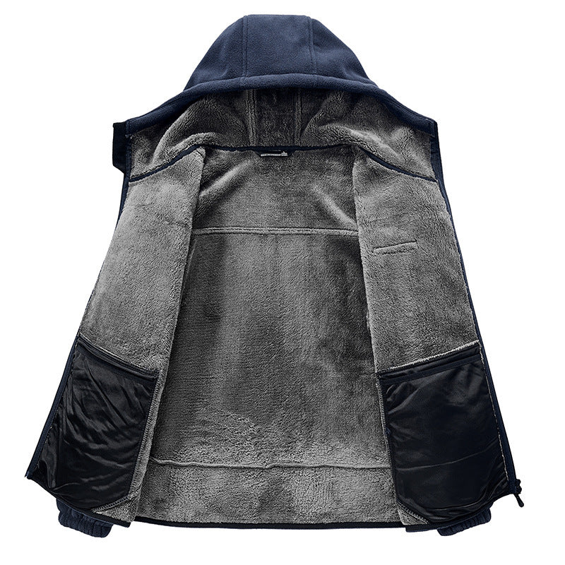 Herren Thermo-Fleece-Hoodie mit isolierendem Sherpa-Besatz und verdeckten Reißverschlusstaschen Drune