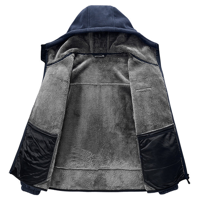 Herren Thermo-Fleece-Hoodie mit isolierendem Sherpa-Besatz und verdeckten Reißverschlusstaschen Drune